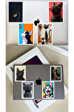 Kedi Temalı sticker 8 adet karışık catlovers catlover Cat