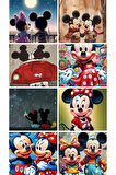 MICKEY MOUSE Sevimli Mickey ve Minnie Mouse Karakterleri 8 adet sticker set