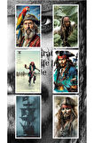 Karayip Korsanları - Kaptan Jack Sparrow - Barbossa - Kara İnci - 8 adet karışık sticker