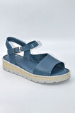 Kadın Mavi Hakiki Deri Comfort Sandalet ve Ayakkabı - ( DRN-484 )