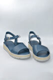 Kadın Mavi Hakiki Deri Comfort Sandalet ve Ayakkabı - ( DRN-484 )