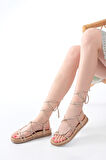 dARGENTO 1001-1001 Rose  Bilekten Bağcıklı Kadın Sandalet 