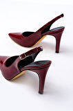 dARGENTO ST-1153 Bordo Rugan Günlük Arkası Açık 9 cm Topuklu Kadın Ayakkabı