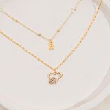 Harf Detaylı İkili Kalp Kolye - Kişisel ve Şık Tasarım