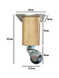 Kale Ahşap Top Tekerli Ayak Mobilya Masa Dolap Tekerli Ayağı(FRENSİZ)(15CM)(CEVİZ AĞACI)(1 ADET)