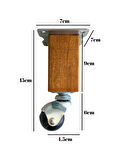 Kale Ahşap Top Tekerli Ayak Mobilya Masa Dolap Tekerli Ayağı(FRENSİZ)(15CM)(CEVİZ)(1 ADET)(KAYIN)
