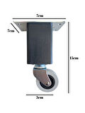 Kale Ahşap Tekerli Ayak Mobilya Masa ve Dolap Tekerli Ayağı(FRENSİZ)(15CM)(ANTRASİT)(1 ADET)(KAYIN)