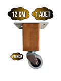 Kale Ahşap Tekerli Ayak Mobilya Masa ve Dolap Tekerli Ayağı(FRENSİZ)(12CM)(CEVİZ)(1 ADET)(KAYIN)
