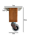 Kale Ahşap Tekerli Ayak Mobilya Masa ve Dolap Tekerli Ayağı(FRENSİZ)(15CM)(CEVİZ)(1 ADET)(KAYIN)