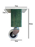 Kale Ahşap Tekerli Ayak Mobilya Masa ve Dolap Tekerli Ayağı(FRENSİZ)(15CM)(YEŞİL)(2 ADET)(KAYIN)