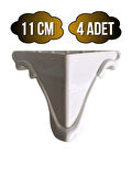  Lükens Şeritli 11cm Plastik Ayak Mobilya Masa ve Dolap Ayağı(BEYAZ)(11CM)(4 ADET)