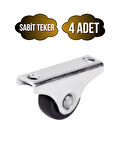 Sabit Tabanlı Masa Tekeri Sehpa ve Dolap Tekeri(TEKER ÇAPI:17MM YÜKSEKLIK:20MM)(KROM-SİYAH)(4 ADET)