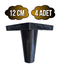 Rüzgar Plastik 12cm Ayak Mobilya Masa ve Dolap Ayağı(12CM)(SİYAH)(4 ADET)