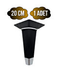 İrem Siyah Krom 20cm Plastik Ayak Mobilya Masa ve Dolap Ayağı(20CM)(SİYAH - KROM)(1 ADET)