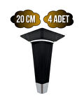 İrem Siyah Krom 20cm Plastik Ayak Mobilya Masa ve Dolap Ayağı(20CM)(SİYAH - KROM)(4 ADET)