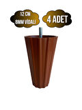 Armut Kahverengi Plastik 12cm 8mm Vidalı Mobilya Koltuk ve Baza Ayağı(12CM)(KAHVERENGİ)(8MM)(4 ADET)