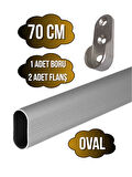 Alüminyum OVAL Dolap Mobilya Askı Borusu(70CM)(2 ADET FLANŞ-1 ADET BORU)(ALÜMİNYUM)