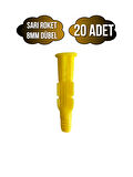 Roket Sarı 8mm Dübel Beton Tuğla Briket Dubeli(8MM)(SARI)(ROKET)(20 ADET)