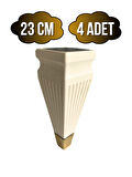 Kule Desenli Krem Plastik Ayak Mobilya Masa ve Dolap Ayağı(23CM)(KREM - ALTIN)(4 ADET)