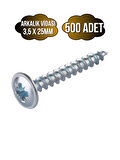 Arkalık Vidası 3,5x25mm Pullu Çinko Ahşap MDF Arkalık Montaj Vidası(3,5X25MM)(500 ADET)