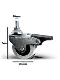 Vidalı Frenli Sandalye Tekeri Koltuk ve Sehpa Tekeri(10MM)(50MM)(4 ADET)(KROM - GRİ)(FRENLİ)(VİDALI)