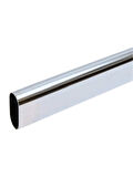 Metal Oval Krom Mobilya Dolap Askı Borusu(125CM)(OVAL)(2 ADET FLANŞ-1 ADET BORU)(BOY:30MM EN:15MM)