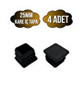 Kare Demir Profil İç Tapa Geçme Plastik Ayak Geçme Koruma Plastiği(25MM)(4 ADET)(SİYAH)