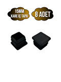 Kare Demir Profil İç Tapa Geçme Plastik Ayak Geçme Koruma Plastiği(15MM)(8 ADET)(SİYAH)