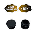 Yuvarlak Demir Profil İç Tapa Geçme Plastik Ayak Geçme Koruma Plastiği(32MM)(8 ADET)(SİYAH)