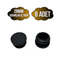 Yuvarlak Demir Profil İç Tapa Geçme Plastik Ayak Geçme Koruma Plastiği(28MM)(8 ADET)(SİYAH)
