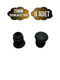 Yuvarlak Demir Profil İç Tapa Geçme Plastik Ayak Geçme Koruma Plastiği(25MM)(8 ADET)(SİYAH)