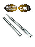 Teleskobik 35MM Çekmece Ray Bilyeli Mobilya Dolap Rayı(35CM)(35MM)(2 TAKIM)(KROM)