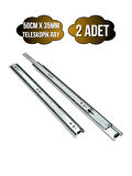 Teleskobik 35MM Çekmece Ray Bilyeli Mobilya Dolap Rayı(50CM)(35MM)(2 TAKIM)(KROM)