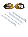 Beyaz Metal Çekmece Rayı Tekerlekli Mobilya Dolap Çekmece Rayı(BEYAZ)(30CM)(1 TAKIM)(METAL)