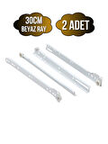 Beyaz Metal Çekmece Rayı Tekerlekli Mobilya Dolap Çekmece Rayı(BEYAZ)(30CM)(2 TAKIM)(METAL)