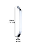 Şahin Krom Alüminyum Dolap Kulpu Mobilya ve Mutfak Dolap Kulpu(17MM)(224MM)(KROM)(1 ADET)(ALÜMİNYUM)