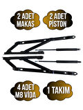 Baza Makası Yatak Baza Menteşesi Açılır Pistonlu Makas(750N PİSTON)(TEK KİŞİLİK)(1 TAKIM)(SİYAH)