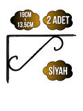 Raf Altı Ferforje Demir Tutucu L Raf Demiri Duvar Sabitleyici(METAL)(SİYAH)(2 ADET)(19CM X 13.5CM)
