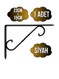 Raf Altı Ferforje Demir Tutucu L Raf Demiri Duvar Sabitleyici(METAL)(SİYAH)(1 ADET)(23CM X 15CM)