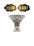 Pati Metal Ayak Çeyiz ve Hediye Kutusu Mobilya Ayağı(2,5CM)(GÜMÜŞ)(8 ADET)