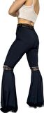 Dantel detaylı ispanyol paça pantalon