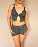 Şortlu crop pijama takım