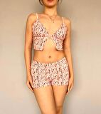 Şortlu crop pijama takım
