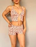Şortlu crop pijama takım