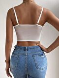 Crop korse detaylı dantel büstiyer