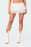 Fırfırlı dantel mini etek