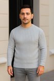 Fitilli Triko Kazak 4’lü Set – Beyaz, Bordo, Gri, Siyah | Kalın Dokuma Pamuklu Regular Fit Bisiklet Yaka Uzun Kollu Kışlık ve Baharlık Rahat Triko Kombini