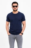 Erkek Basic Tişört Bisiklet Yaka Kısa Kol Günlük Yazlık Slim fit T-Shirt - Lacivert