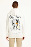 Kapşonlu Sweatshirt – Oversize “Other Lives” Ön  Arka Baskıl Beyaz
