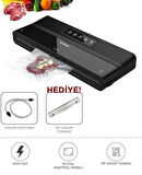 Vs-22 Siyah Gıda Mühürleme Vakum Makinesi Yiyecek Tazeliği Koruma Ev Restoran-Vakum Poşeti Hediyeli